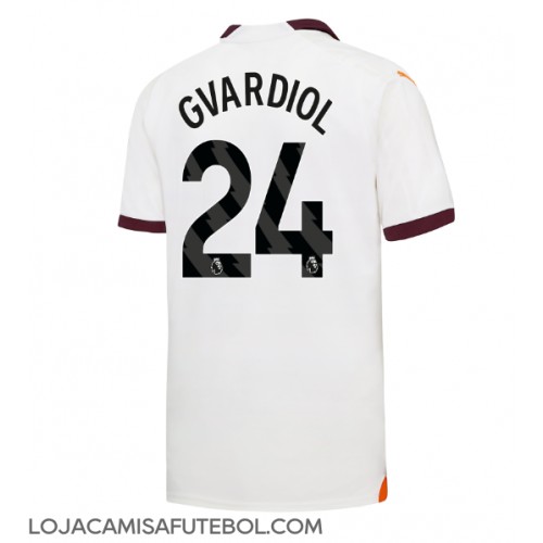Camisa de Futebol Manchester City Josko Gvardiol #24 Equipamento Secundário 2023-24 Manga Curta